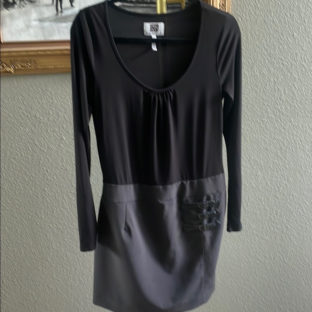 Laundry by Design Black and Gray Long Sleeve Sheath Dress